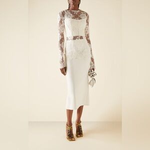 NWT Del Core Fishtail-Detailed Crepe Midi Skirt